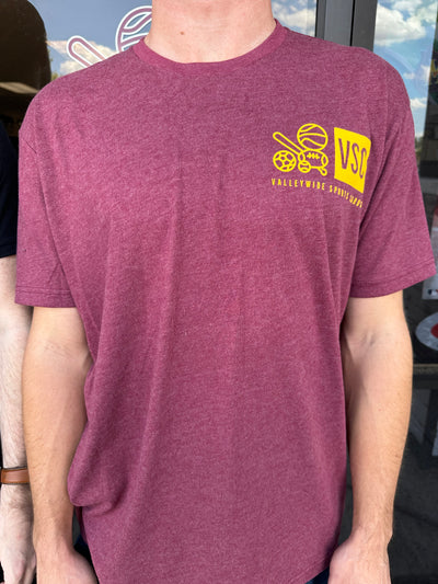 Valleywide Sports Cards Ballman Logo T-Shirt Maroon - Medium